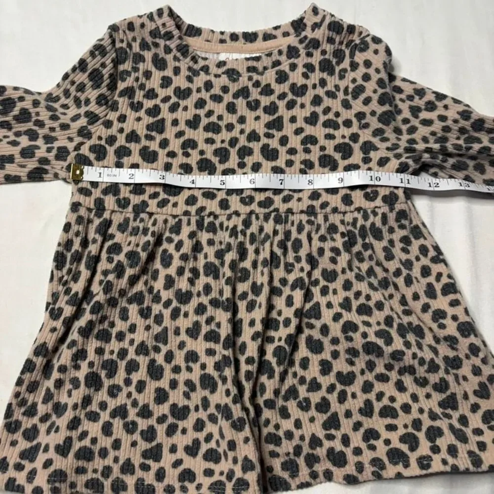 Cat & Jack Girls Leopard Print Ribbed Peplum Top Size 4T | Long Sleeve